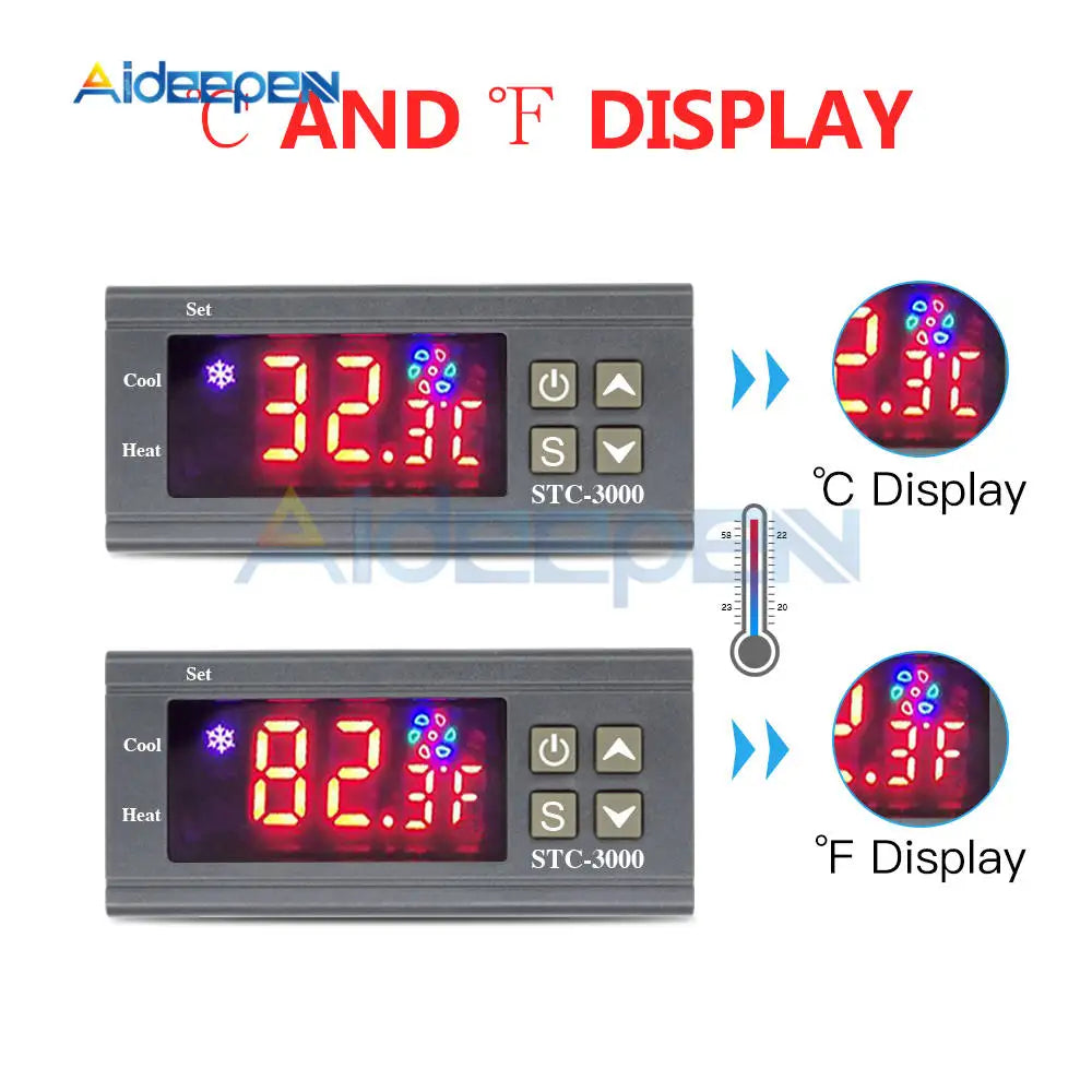 STC-3000 Digital Temperature Controller Thermostat With NTC Sensor 12V-220V