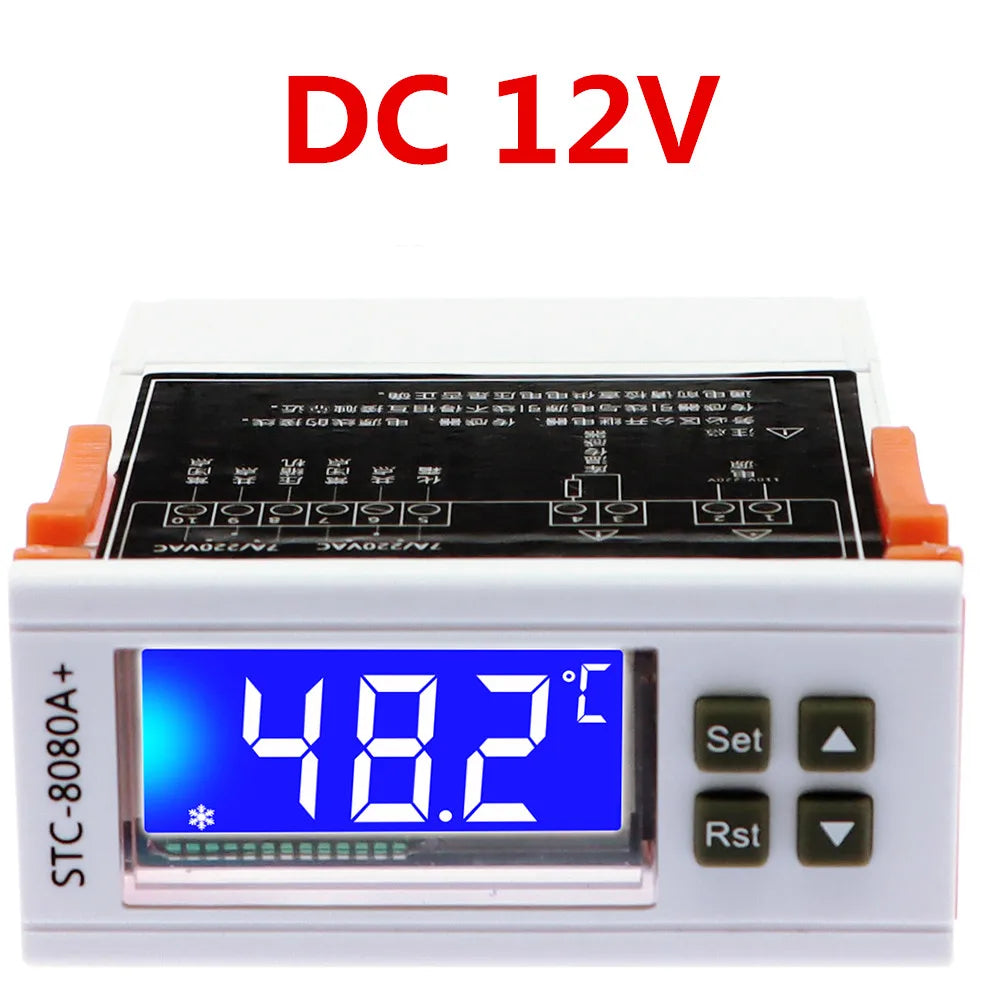 STC-8080A+ Temperature Controller – 12V/24V/220V Dual Sensor Cold Storage, Freezer & Refrigeration Regulator with Frost Alarm
