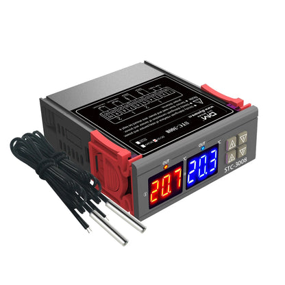 STC-3008 3018 3028 Dual Digital Temperature Controller Hygrometer C/F Thermostat Two Relay Output AC 110V 220V DC 12V 24V 10A