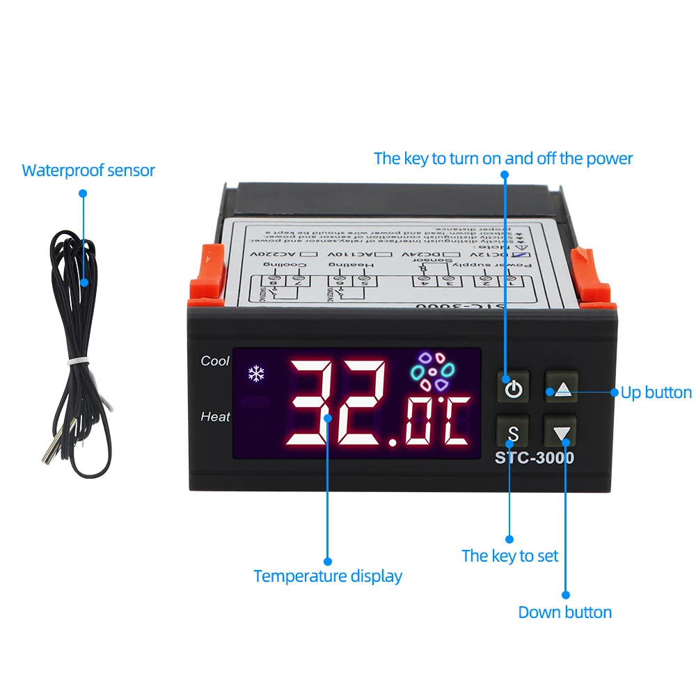 STC-3000 Digital Thermostat Thermoregulator 110V-220V With Sensor