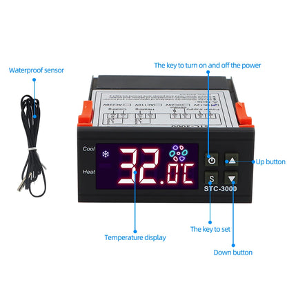 STC-3000 Digital Thermostat Thermoregulator 110V-220V With Sensor