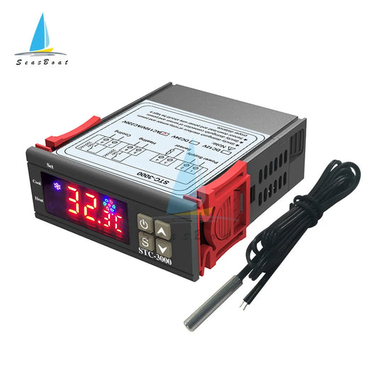 STC-3000 Digital Temperature Controller Thermostat with Sensor – Heating & Cooling Switch (12V/24V/110V/220V)