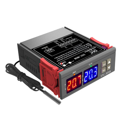 STC-3008 3018 3028 Dual Digital Temperature Controller Hygrometer C/F Thermostat Two Relay Output AC 110V 220V DC 12V 24V 10A
