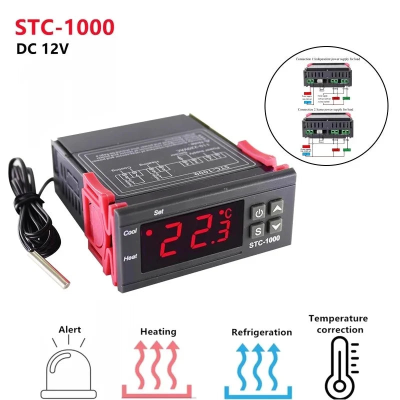 STC-1000 Digital LED Temperature Controller – Heating & Cooling 12V/24V/110-220V