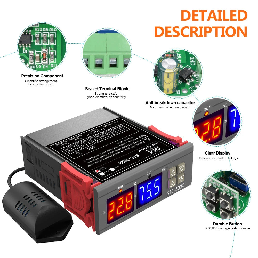 STC-3028 Wired Digital Temperature & Humidity Controller