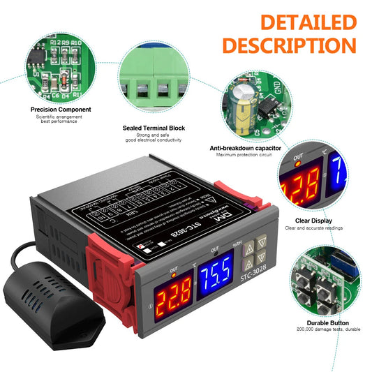 STC-3028 Wired Digital Temperature & Humidity Controller