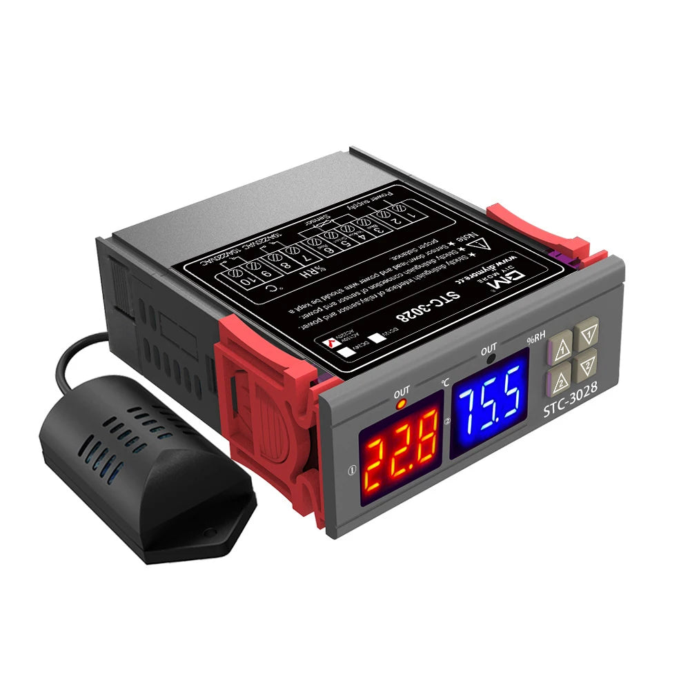 STC-3028 Wired Digital Temperature & Humidity Controller – AC/DC 12V/24V/220V