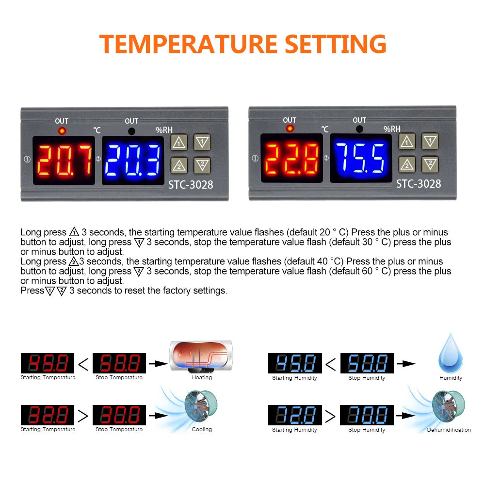 STC-3028 Wired Digital Temperature & Humidity Controller