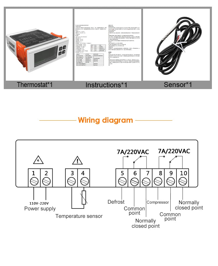 STC-8080A+ Refrigerator Thermostat – Temperature Controller with Automatic Defrost