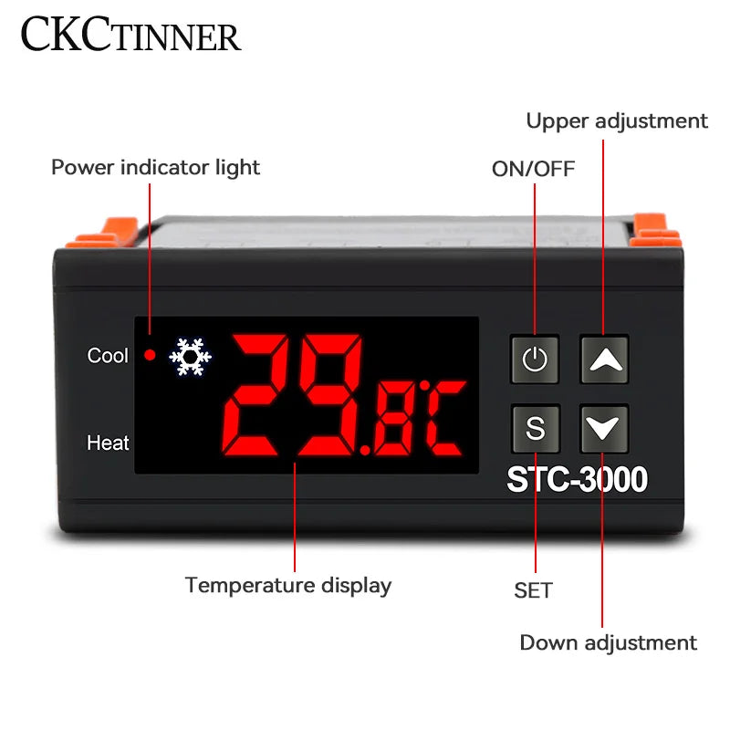 STC-3000 Digital Temperature Controller for Incubator Heating & Cooling