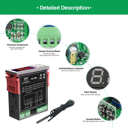 STC-1000 LED Digital Temperature Controller Thermostat – AC110-220V Relay with NTC Sensor for Heater, Freezer, and Fridge